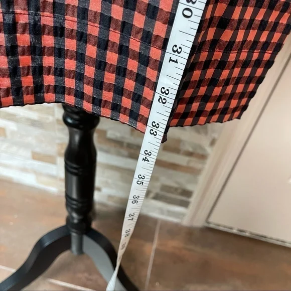 GANNI SEERSUCKER CHECK MINI DRESS FLAME SIZE 38 - Picture 16 of 16